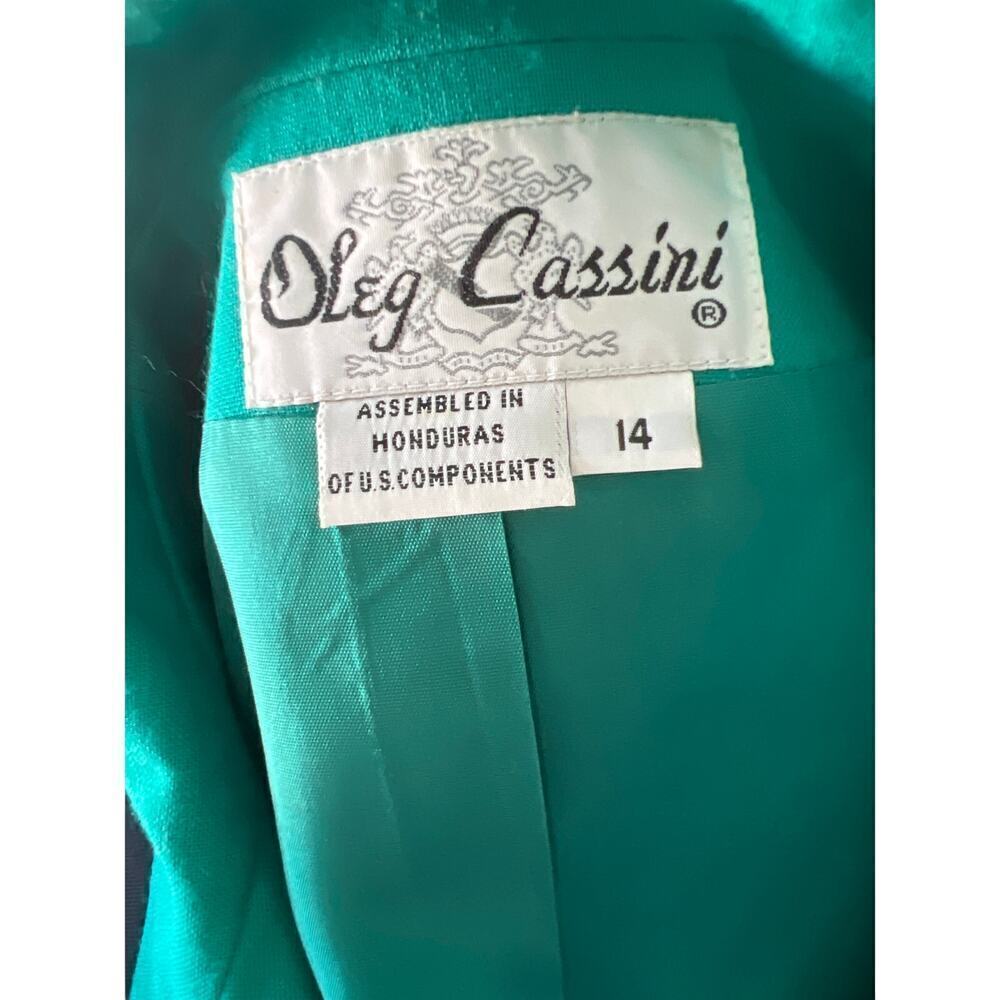 Oleg Cassini Green with Black Skirt Suit Size 14 - Picture 7 of 8
